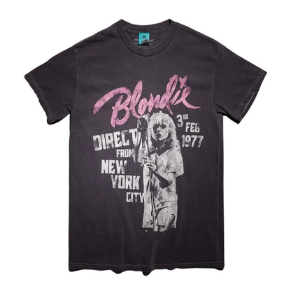 Charcoal - Front - Blondie Unisex Adult New York City Vintage Wash T-Shirt