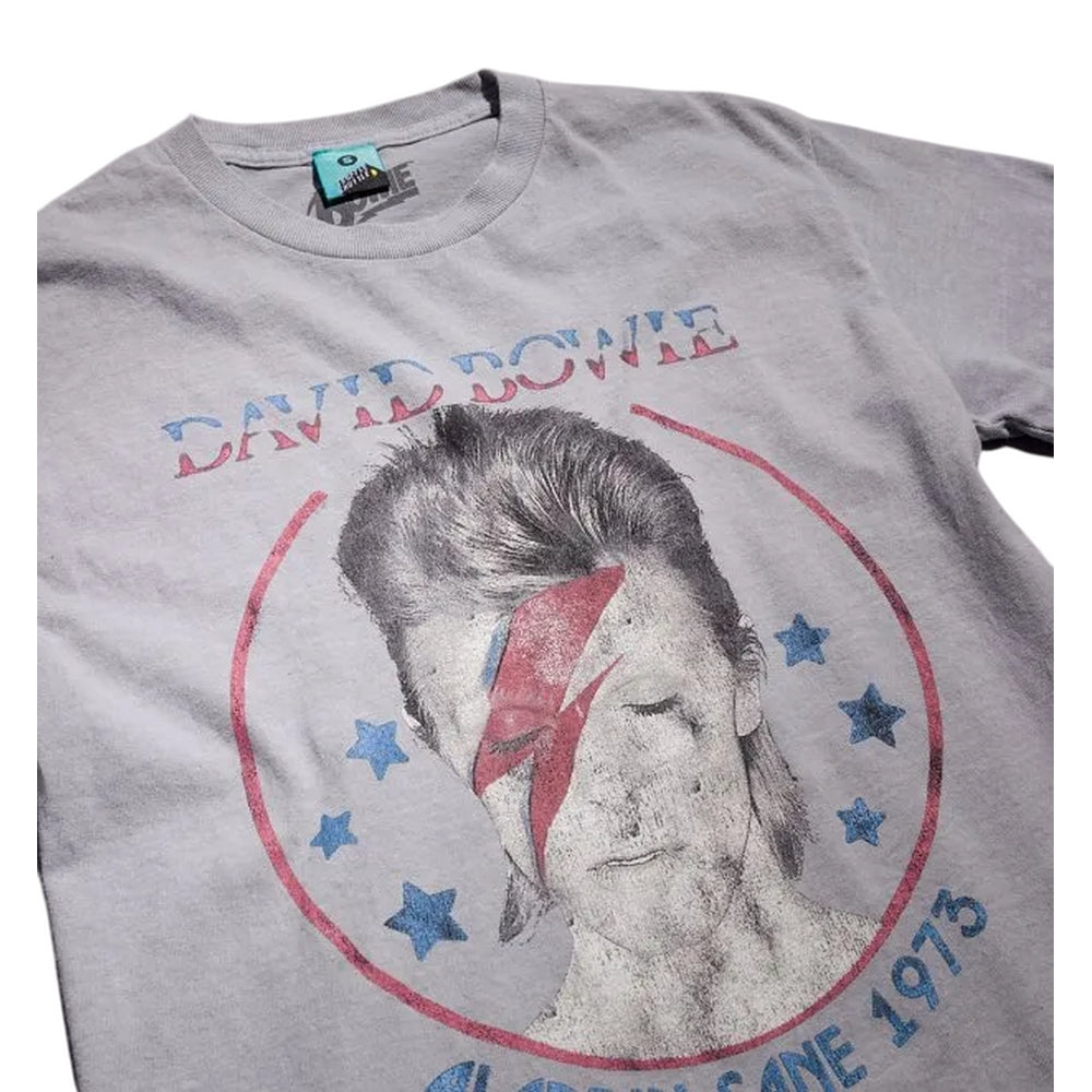 Grey - Side - David Bowie Unisex Adult Aladdin Sane 1973 Vintage Wash T-Shirt