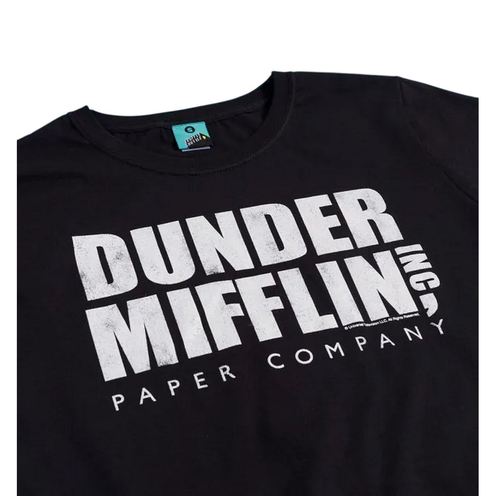 Black - Side - The Office Unisex Adult Dunder Mifflin Logo T-Shirt
