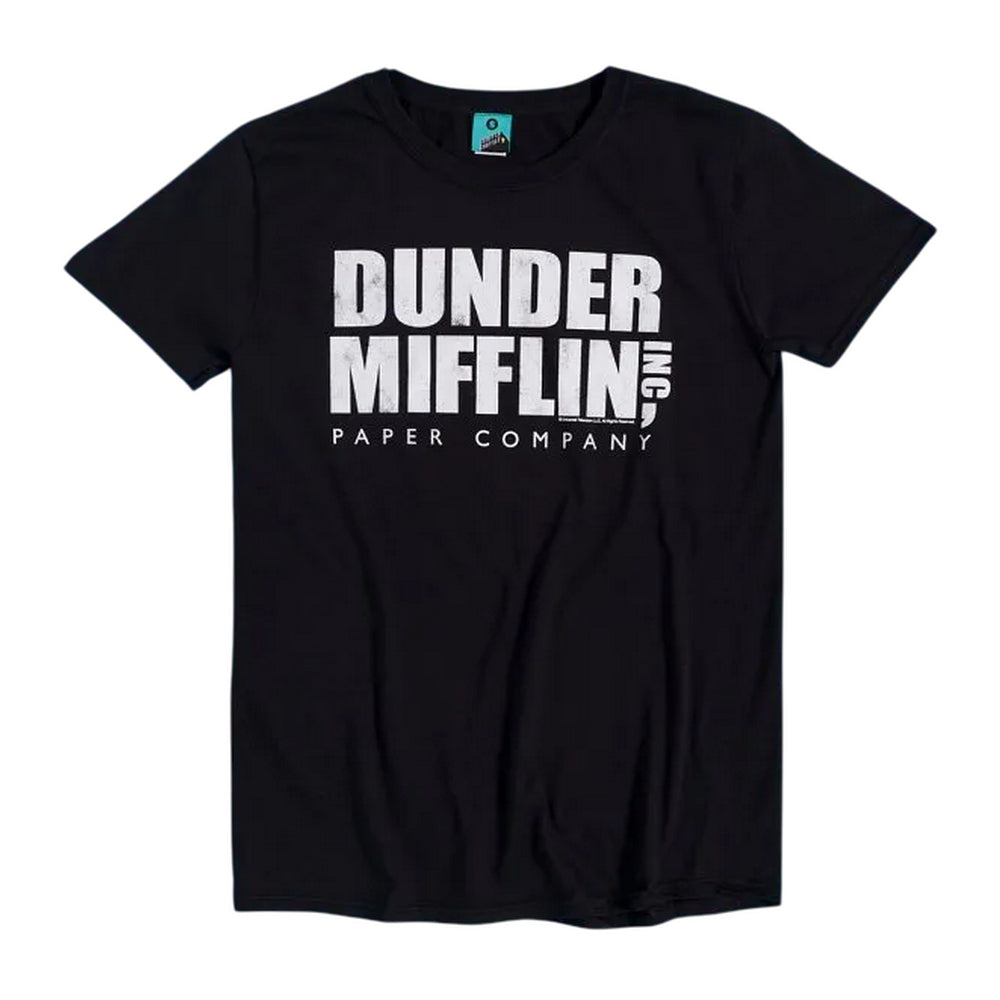 Black - Front - The Office Unisex Adult Dunder Mifflin Logo T-Shirt