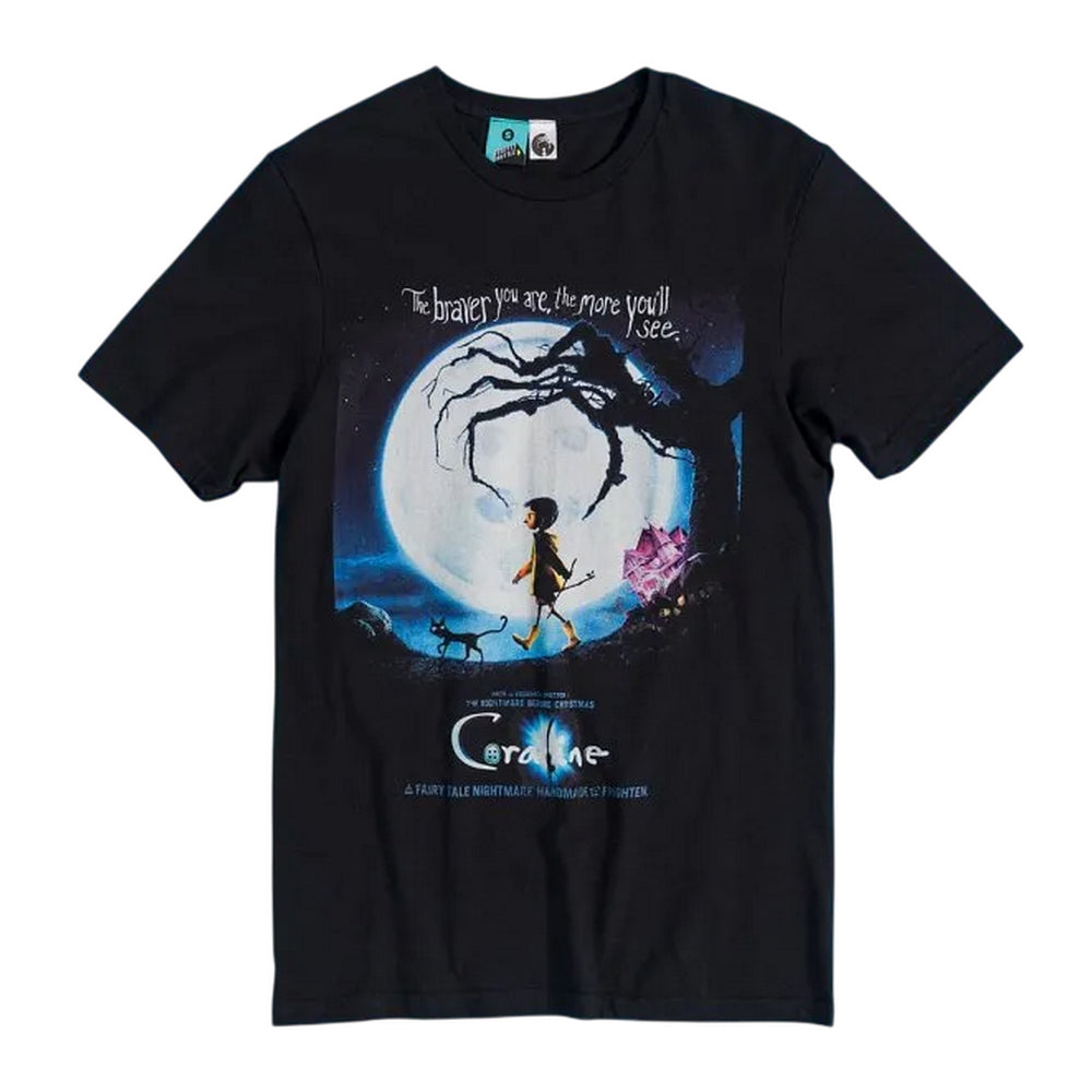Black-Charcoal - Front - Coraline Unisex Adult Movie Poster T-Shirt