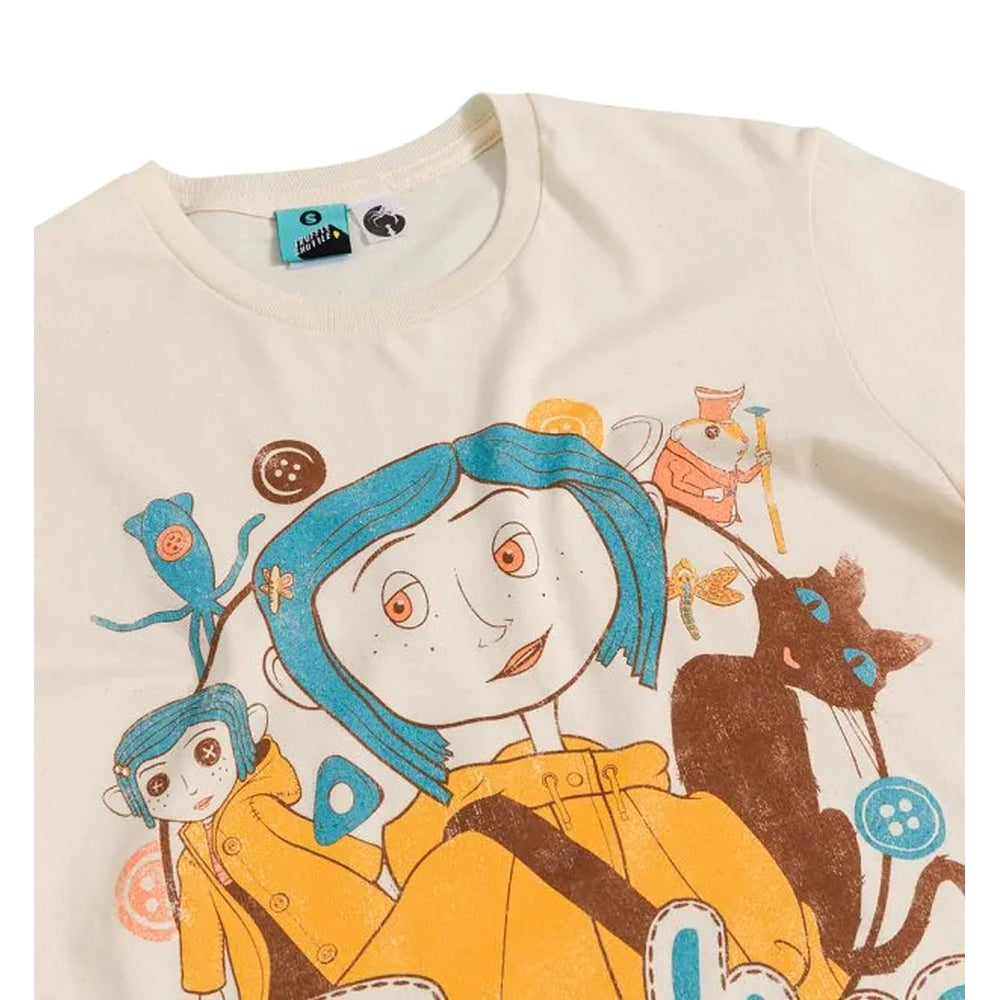 Beige - Side - Coraline Unisex Adult Collection Ecru T-Shirt