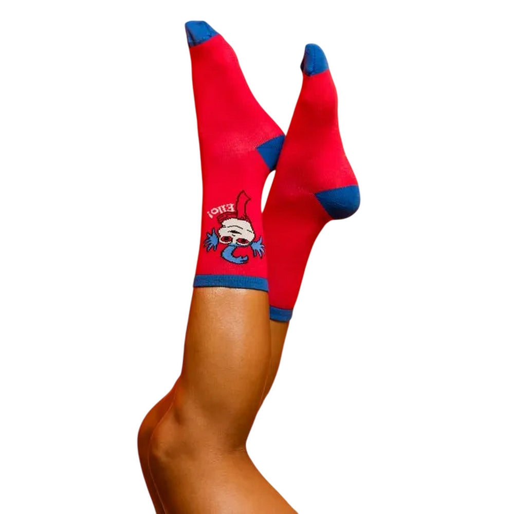 Red-Blue - Lifestyle - Labyrinth Unisex Adult Ello! The Worm Crew Socks (Pack of 2)