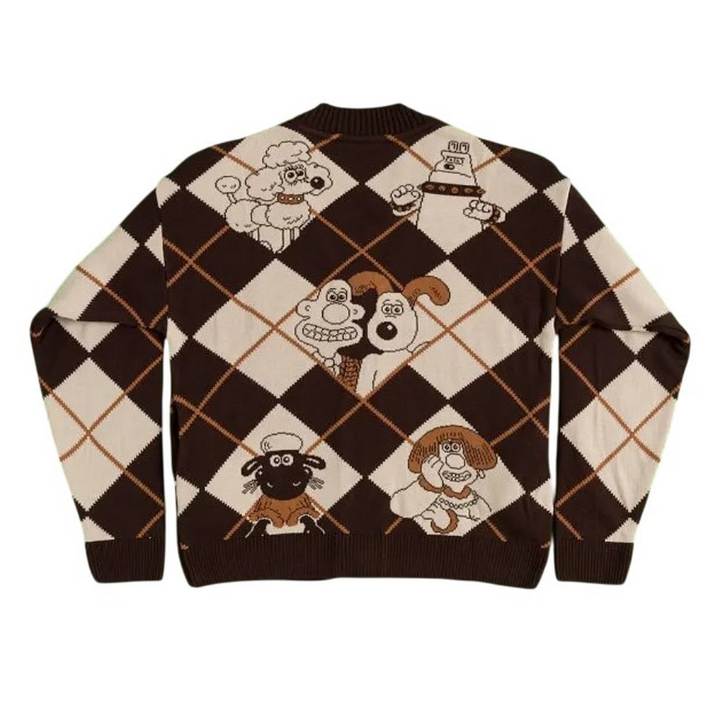Beige-Brown - Back - Wallace and Gromit Unisex Adult Cardigan