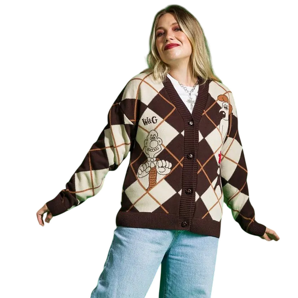 Beige-Brown - Lifestyle - Wallace and Gromit Unisex Adult Cardigan