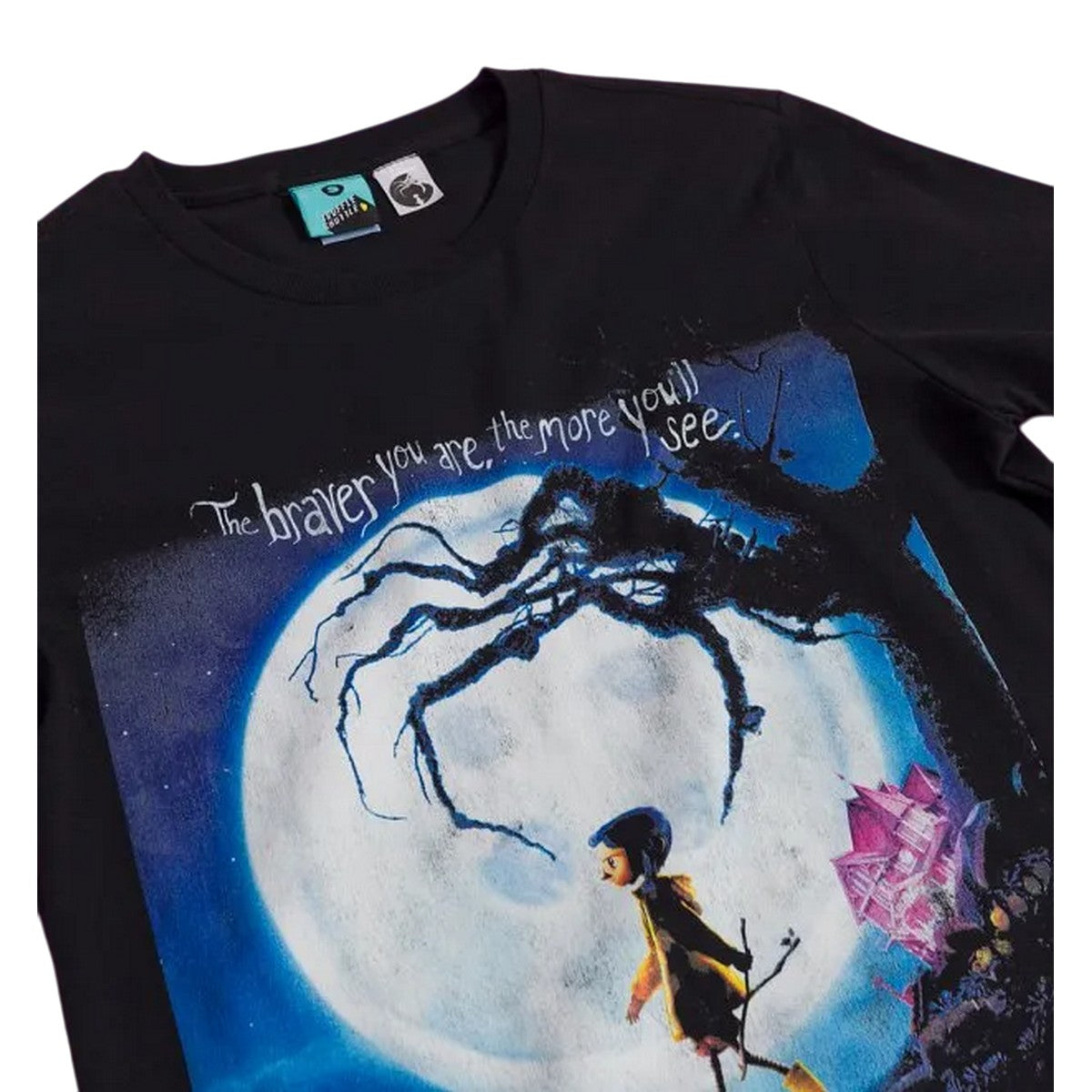 Black - Side - Coraline Womens-Ladies Movie Poster Fitted T-Shirt