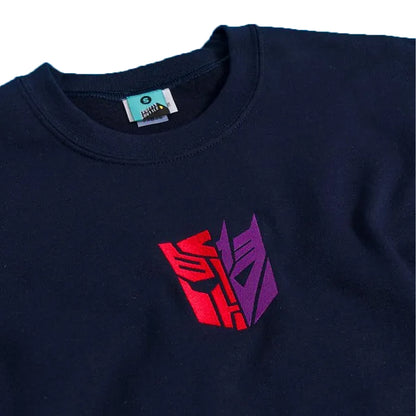 Navy - Side - Transformers Unisex Adult Autobots And Decepticons Embroidered Sweatshirt