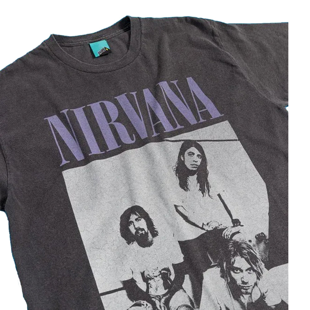 Black - Side - Nirvana Unisex Adult Vintage Wash T-Shirt