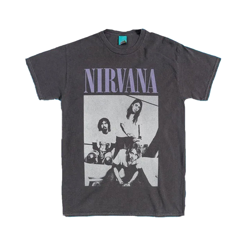 Black - Front - Nirvana Unisex Adult Vintage Wash T-Shirt