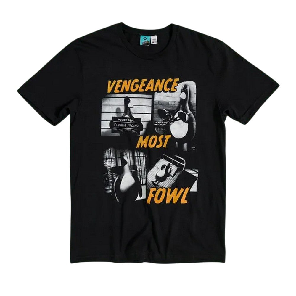 Black - Front - Wallace & Gromit: Vengeance Most Fowl Unisex Adult Prison Scene Feathers McGraw T-Shirt