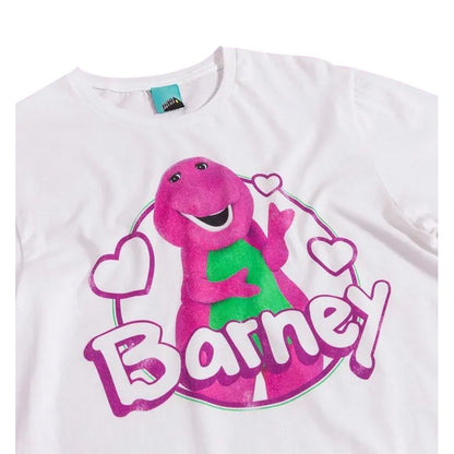 White - Side - Barney Unisex Adult Dinosaur T-Shirt