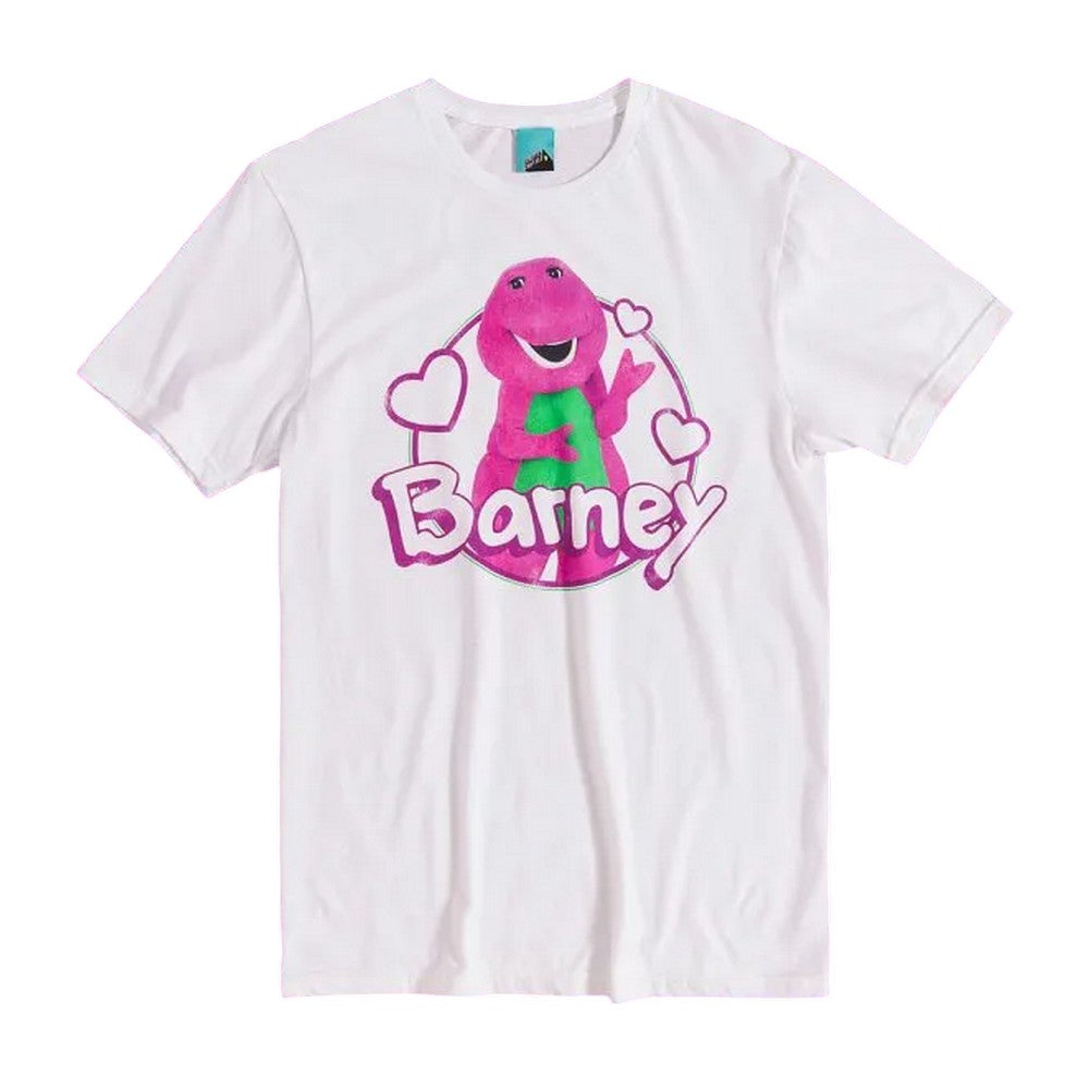 White - Front - Barney Unisex Adult Dinosaur T-Shirt