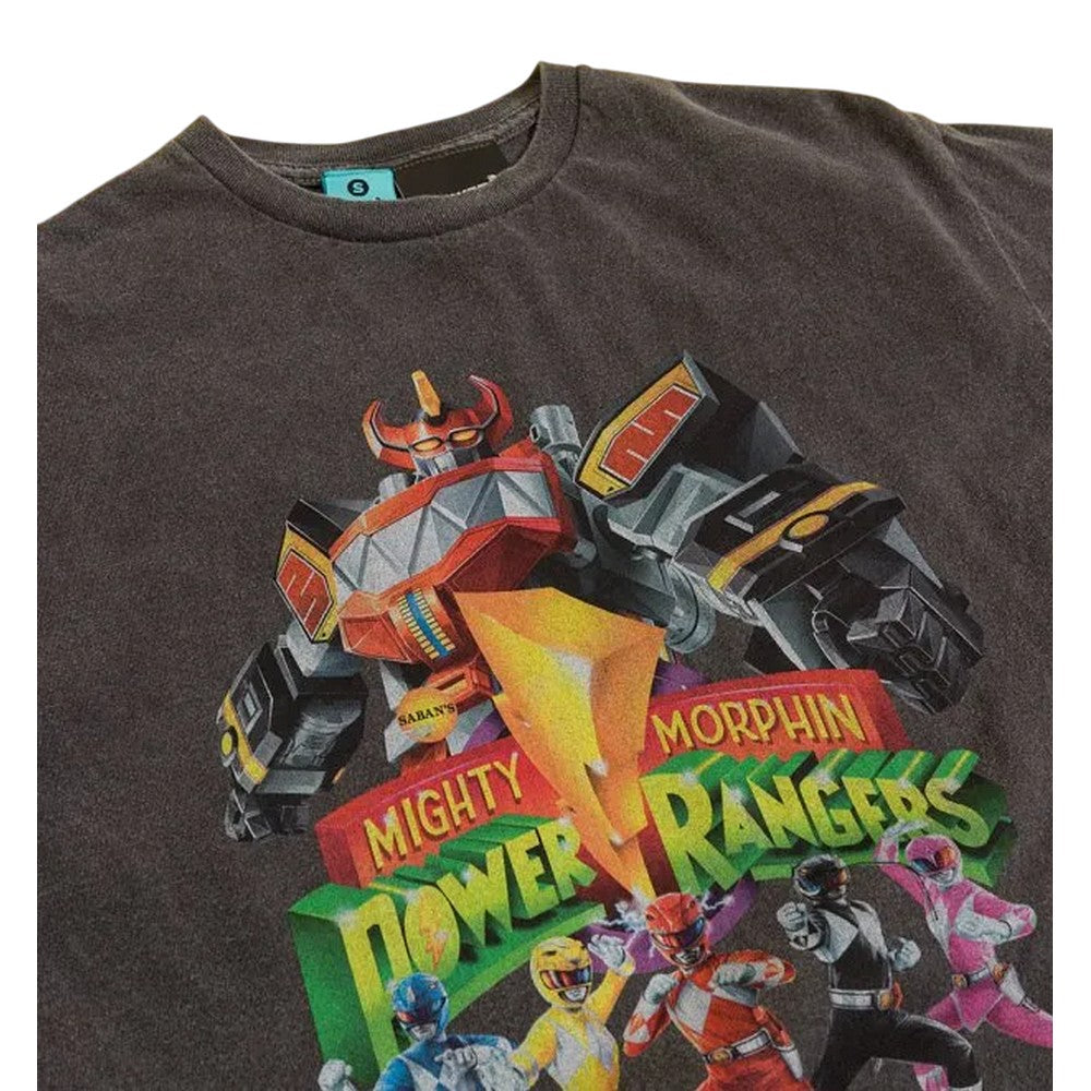 Charcoal - Side - Mighty Morphin Power Rangers Unisex Adult Vintage Wash T-Shirt