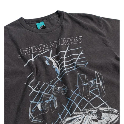 Charcoal - Side - Star Wars Unisex Adult Galaxy Grid Vintage Wash T-Shirt