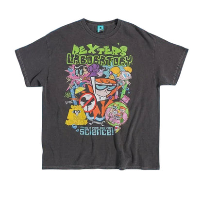 Charcoal - Front - Dexters Laboratory Unisex Adult Vintage Wash T-Shirt