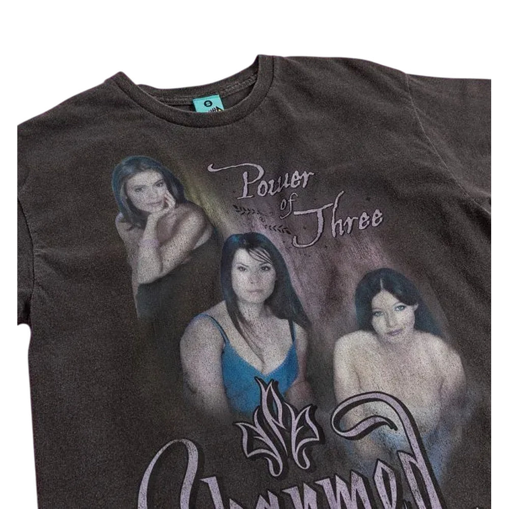 Charcoal - Side - Charmed Unisex Adult Power Of Three Vintage Wash T-Shirt