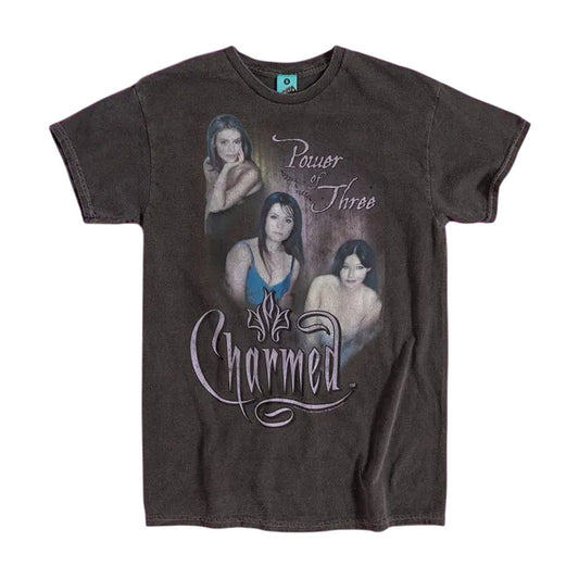 Charcoal - Front - Charmed Unisex Adult Power Of Three Vintage Wash T-Shirt
