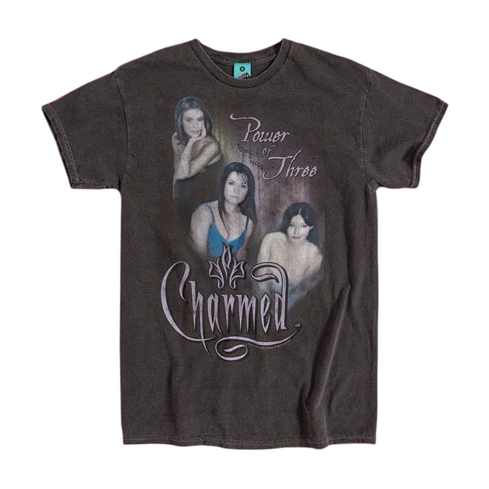Charcoal - Front - Charmed Unisex Adult Power Of Three Vintage Wash T-Shirt