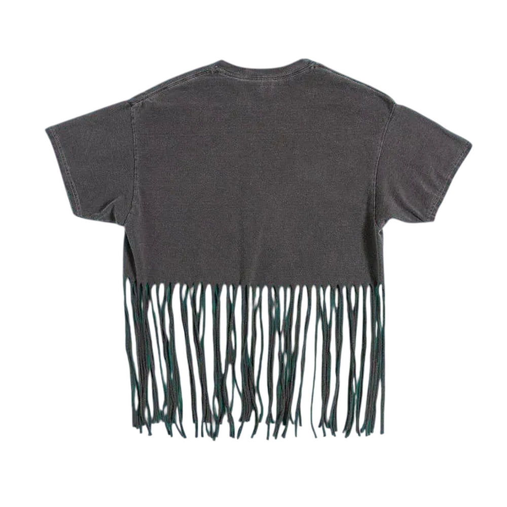 Charcoal - Back - Care Bears Womens-Ladies Tattoo Bear Washed Fringed T-Shirt