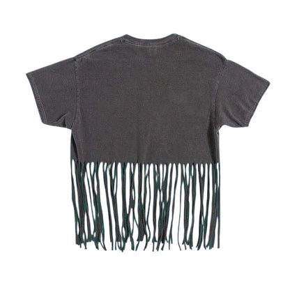 Charcoal - Back - Care Bears Womens-Ladies Tattoo Bear Washed Fringed T-Shirt