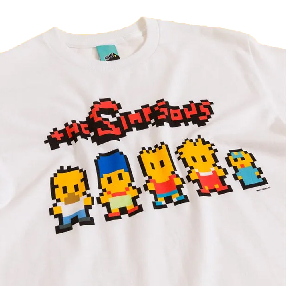 White-Off White - Side - The Simpsons Unisex Adult Pixel Artwork T-Shirt