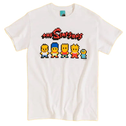 White-Off White - Front - The Simpsons Unisex Adult Pixel Artwork T-Shirt