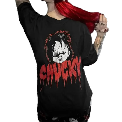 Black - Lifestyle - Childs Play Unisex Adult Chucky Dripping Logo Back Print T-Shirt