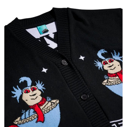 Black-Charcoal - Side - Labyrinth Unisex Adult Friends Knitted Cardigan