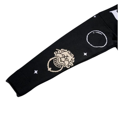 Black-Charcoal - Pack Shot - Labyrinth Unisex Adult Friends Knitted Cardigan