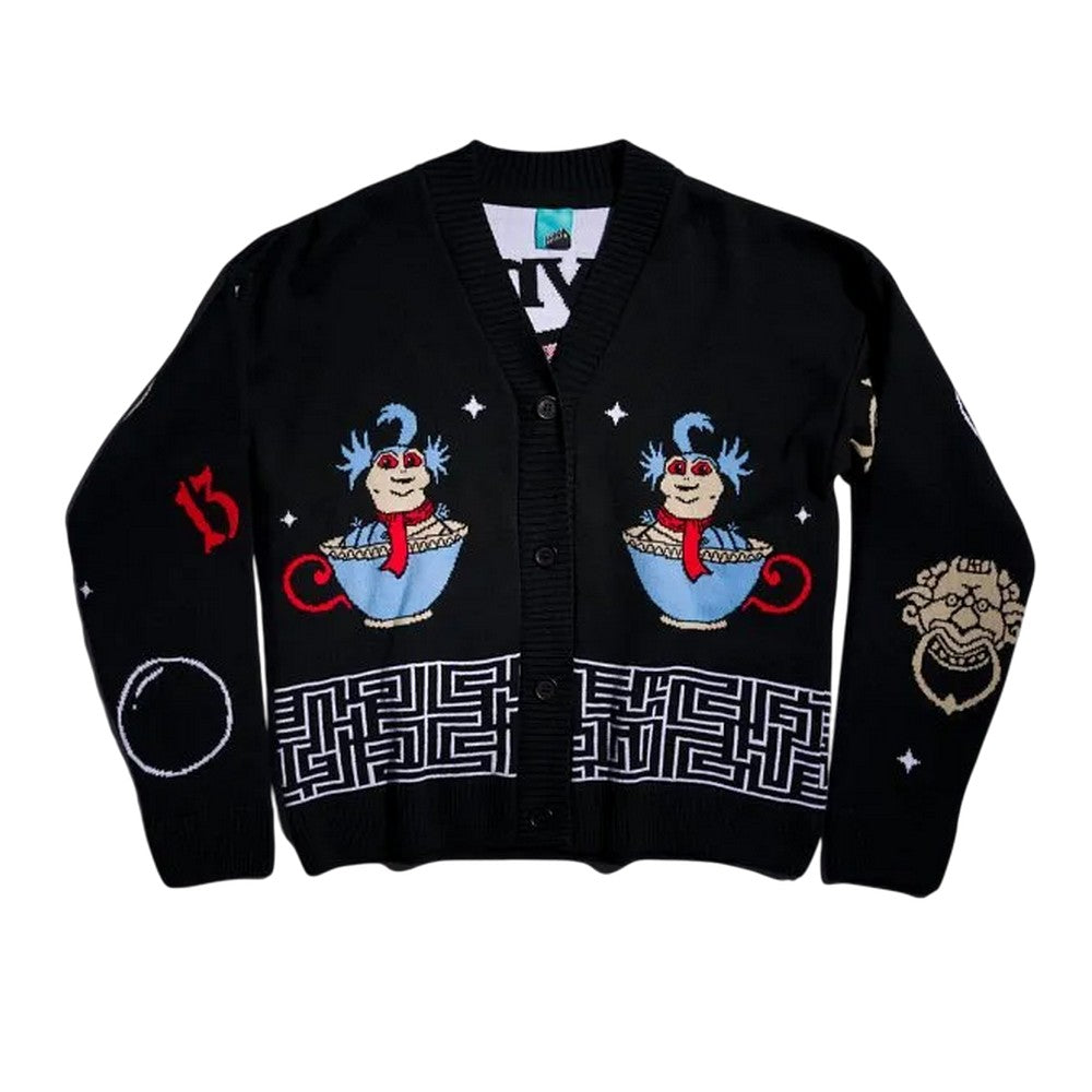 Black-Charcoal - Front - Labyrinth Unisex Adult Friends Knitted Cardigan