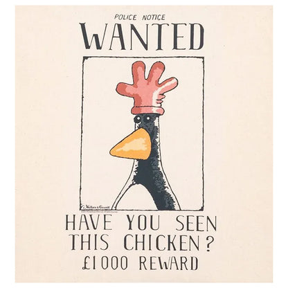 White-Off White - Back - Wallace and Gromit Wanted Poster Feathers McGraw Tote Bag