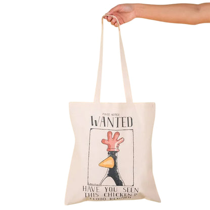 White-Off White - Side - Wallace and Gromit Wanted Poster Feathers McGraw Tote Bag