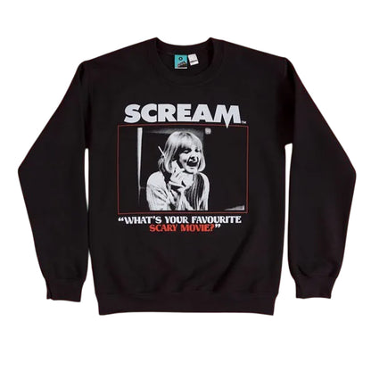 Black - Front - Scream Unisex Adult Whats Your Favourite Scary Movie Sweatshirt