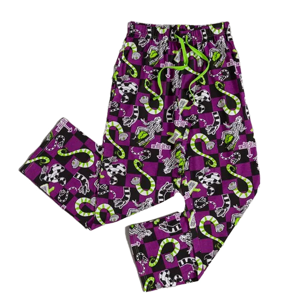 Purple - Front - Beetlejuice Unisex Adult All-Over Print Sandworm Lounge Pants