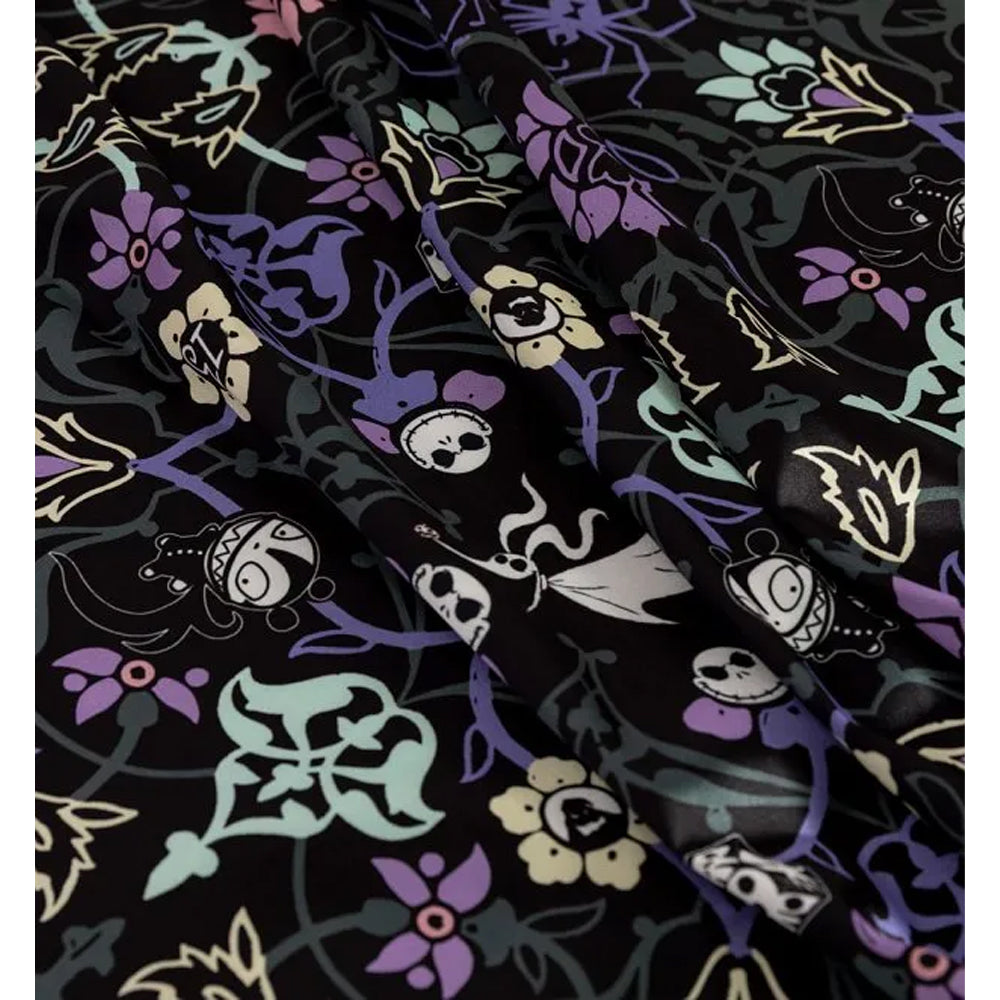 Multicoloured - Back - Nightmare Before Christmas Womens-Ladies Floral Satin Midi Skirt