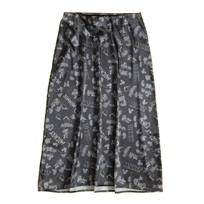 Black - Front - Disney Womens-Ladies Mickey Mouse & Minnie Mouse Patterned Satin Midi Skirt