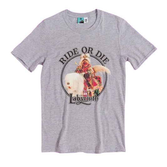 Grey Marl - Front - Labyrinth Unisex Adult Ride Or Die Sir Didymus T-Shirt