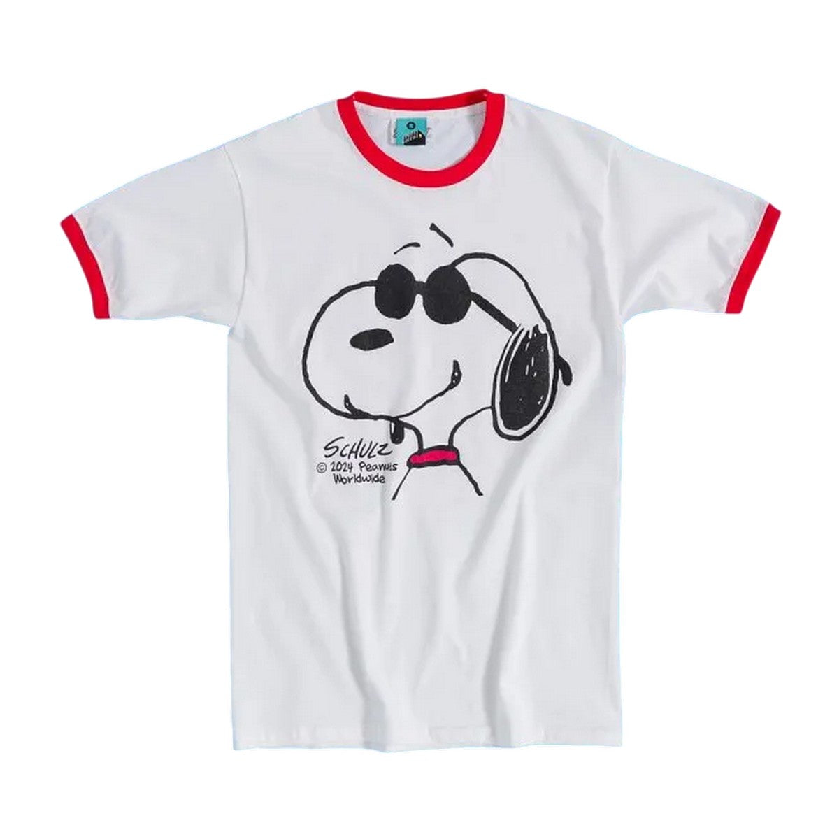 White - Front - Peanuts Unisex Adult Snoopy Ringer T-Shirt