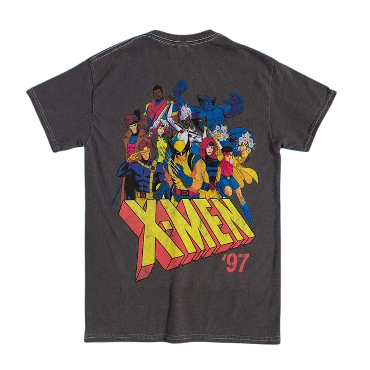 Charcoal - Back - X-Men 97 Unisex Adult Back Print Vintage Wash T-Shirt