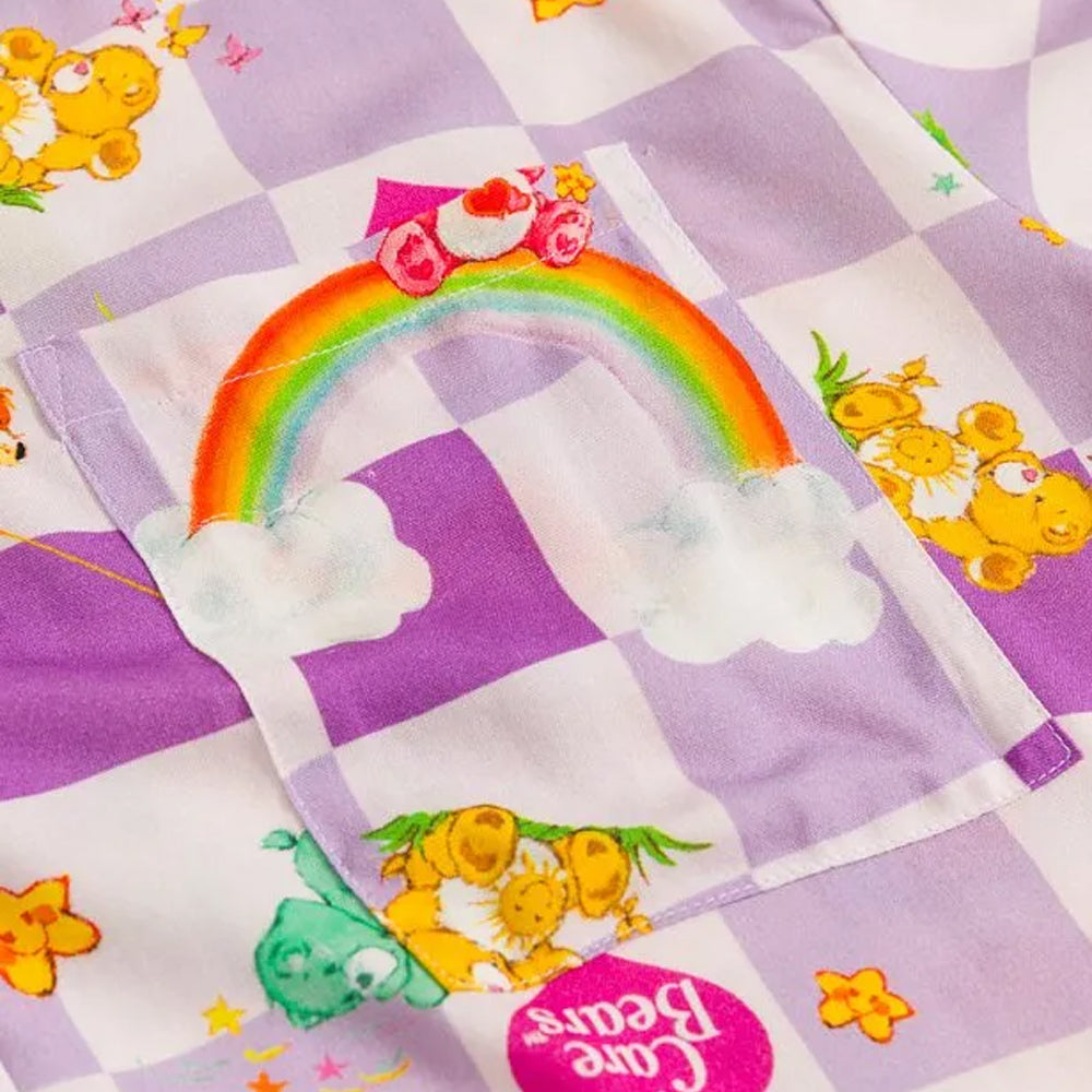Purple - Lifestyle - Care Bears Unisex Adult Checked Button Front Short-Sleeved Shirt