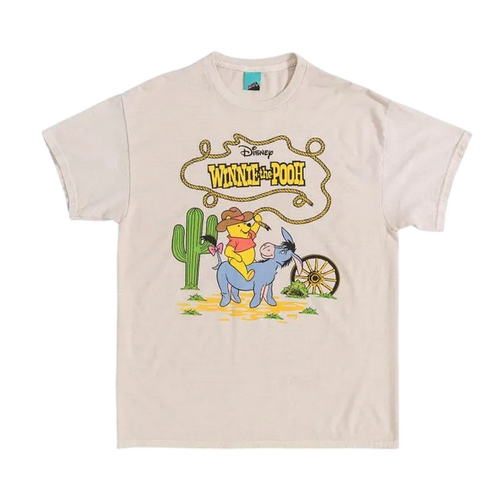 Beige - Front - Winnie the Pooh Unisex Adult Cowboy Vintage Wash T-Shirt