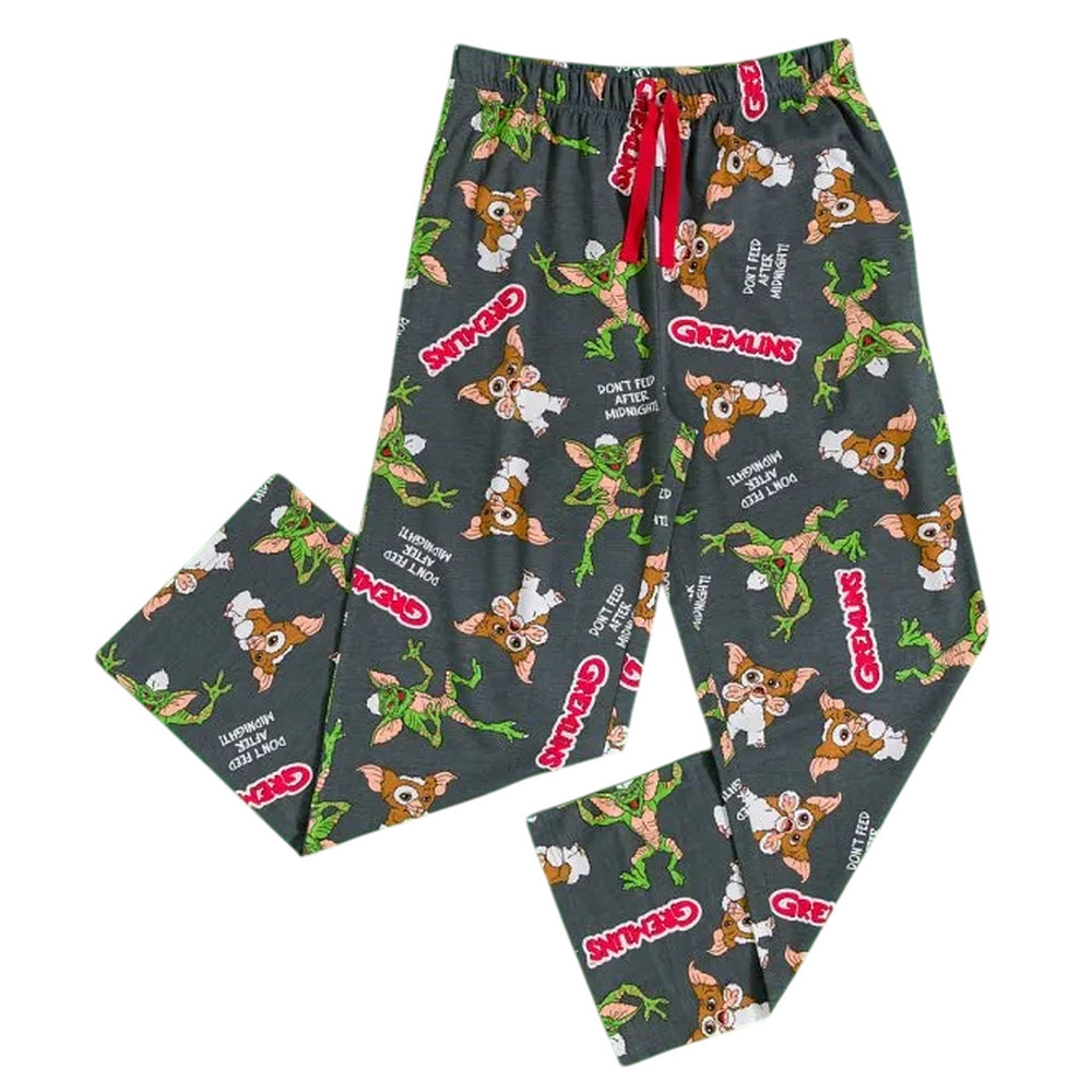 Black-Charcoal - Front - Gremlins Mens Stripe & Gizmo Lounge Pants