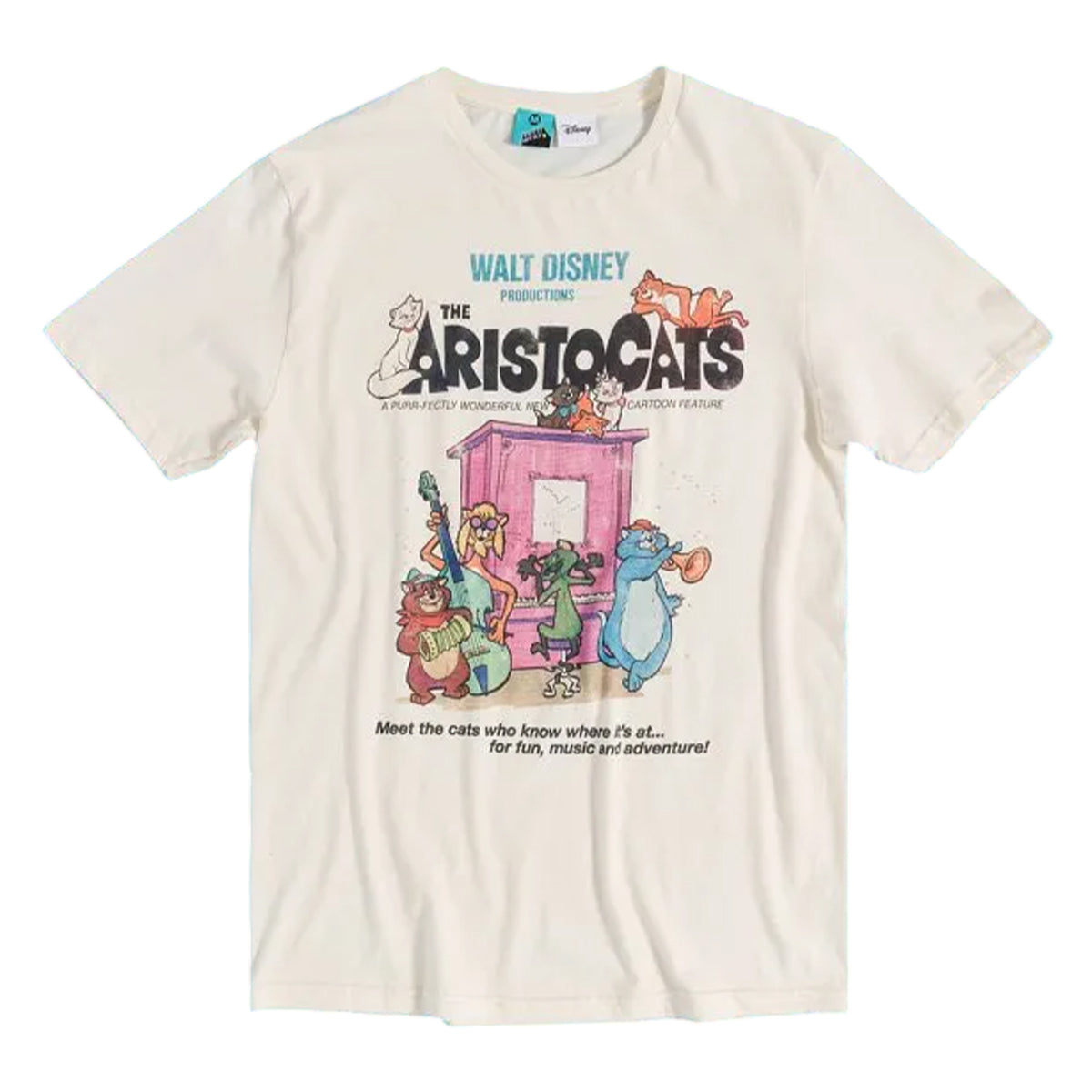 White - Front - The Aristocats Unisex Adult Movie Poster Vintage T-Shirt