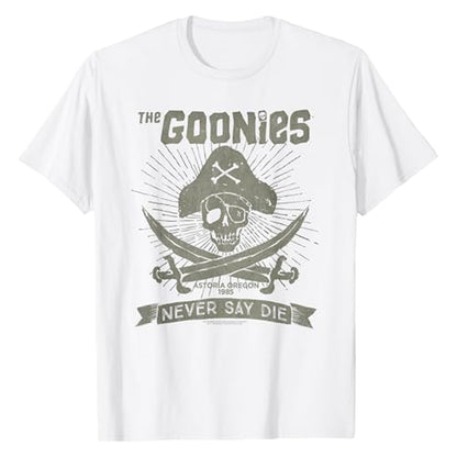 White - Front - The Goonies Unisex Adult Never Say Die T-Shirt
