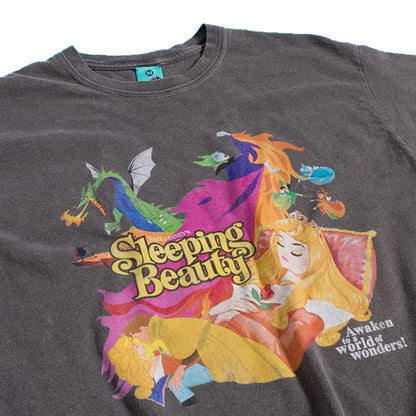 Charcoal - Side - Sleeping Beauty Unisex Adult Vintage Wash T-Shirt