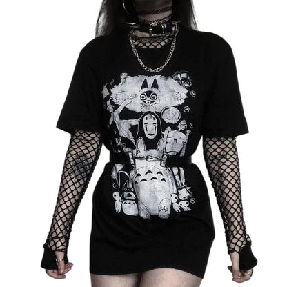 Black-Charcoal - Side - Ghibli Unisex Adult Gang T-Shirt
