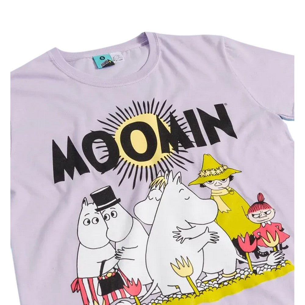 Purple - Side - Moomin Womens-Ladies Sunshine Fitted T-Shirt