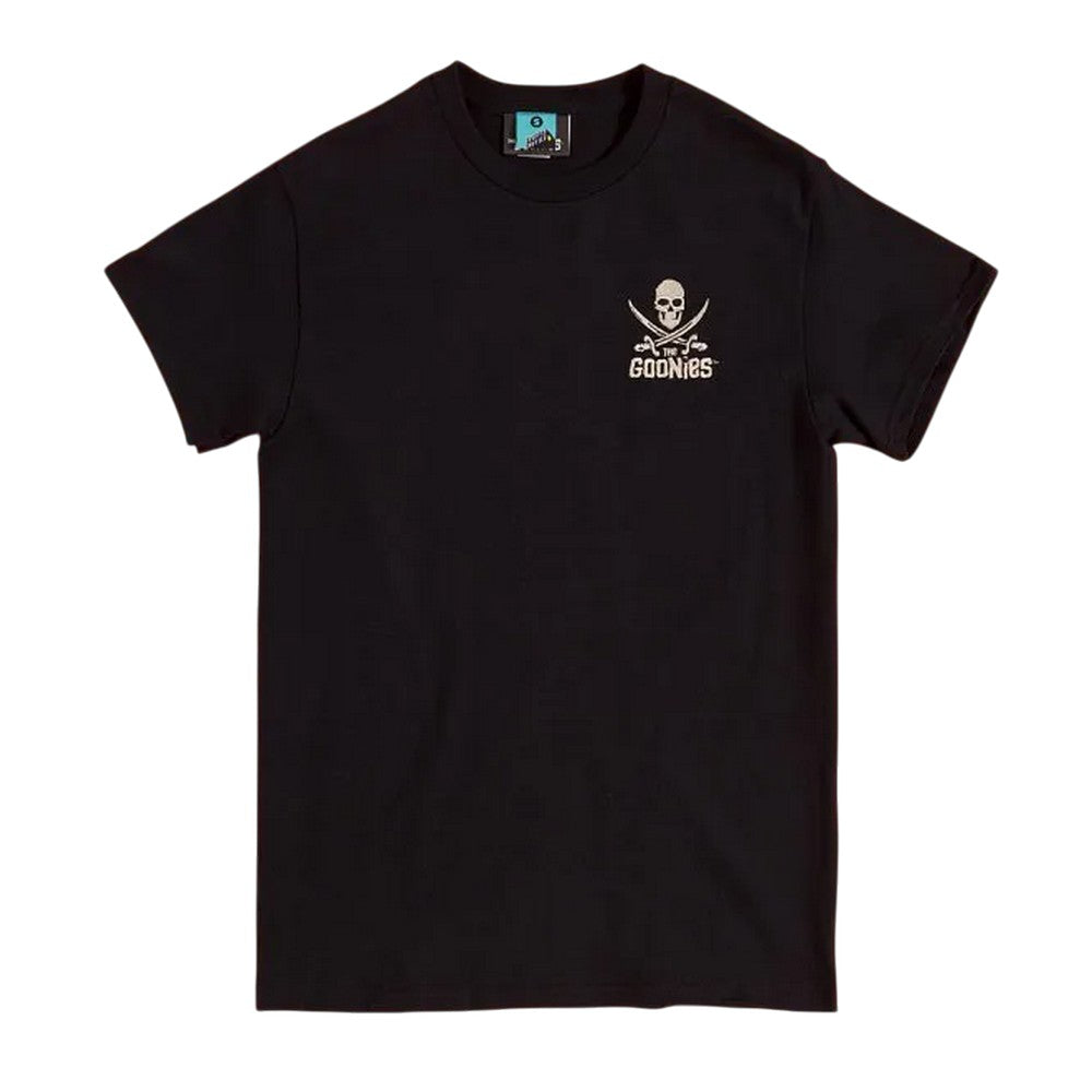 Black-Charcoal - Front - The Goonies Unisex Adult Skull And Crossbones Embroidered T-Shirt