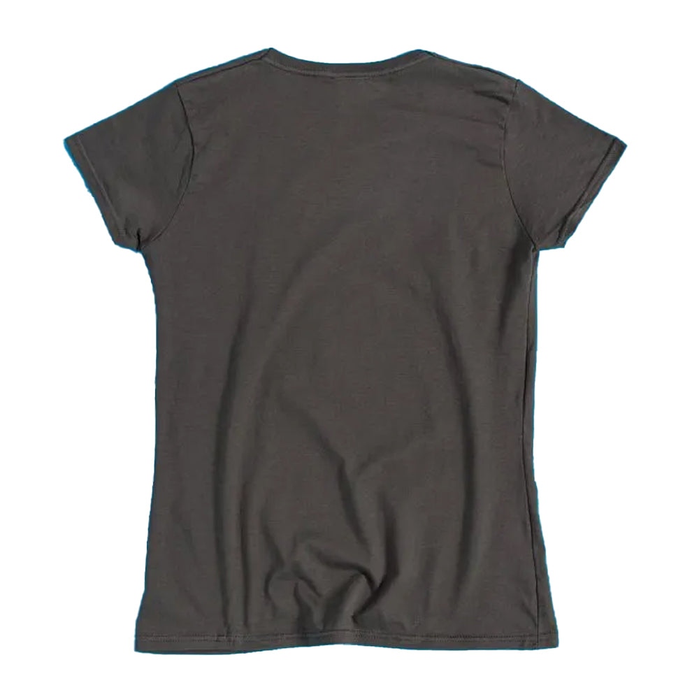 Black-Charcoal - Back - Jaws Womens-Ladies Movie Poster Distressed Fitted T-Shirt