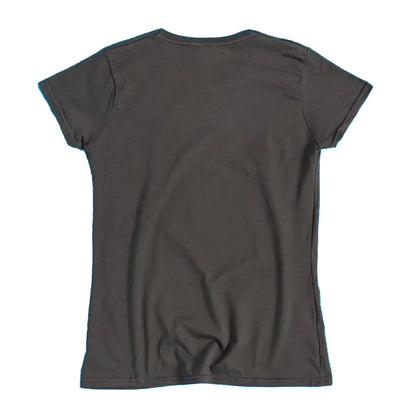 Black-Charcoal - Back - Jaws Womens-Ladies Movie Poster Distressed Fitted T-Shirt